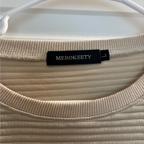 Beige Ribbed Sweatshirt - Picture 2 of 4